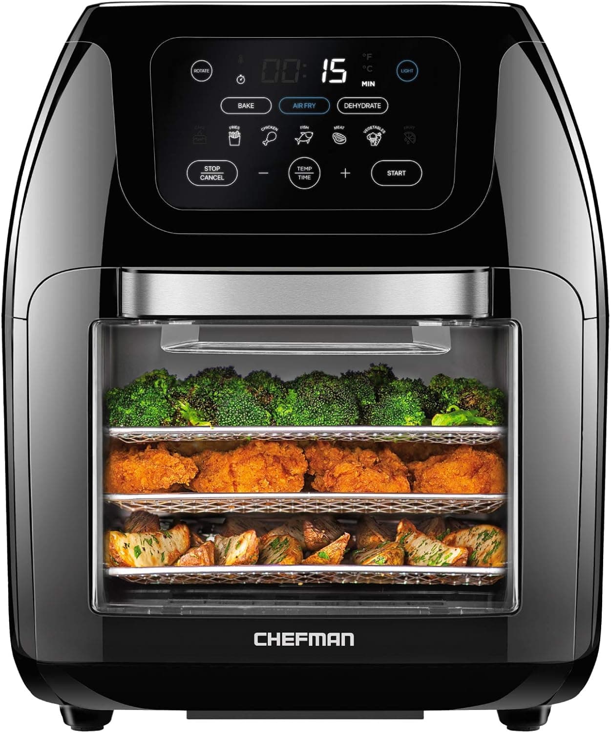 CHEFMAN Multifunctional Digital Air Fryer with Rotisserie, 10L, Black, product image supplied with the listing