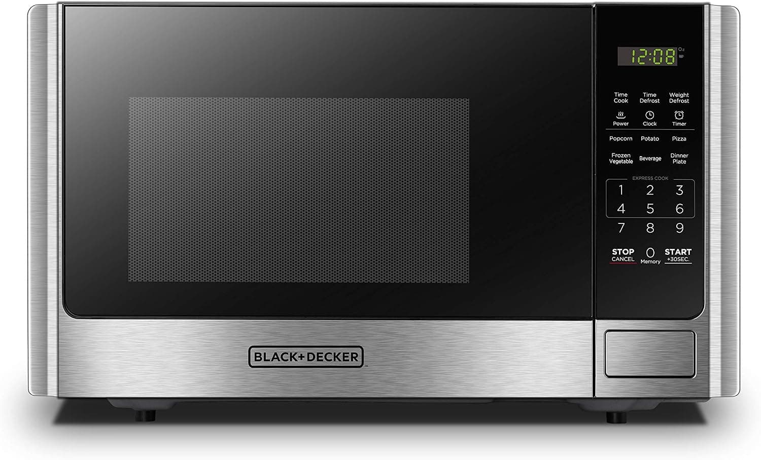 BLACK+DECKER EM925AB9 Countertop Microwave Oven, 0.9 Cu.Ft, 900W, Stainless Steel, product image supplied with the listing
